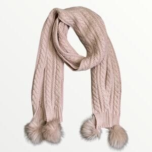 Zoe Madison Women’s Dusty Pink Pom Pom Scarf Onesize